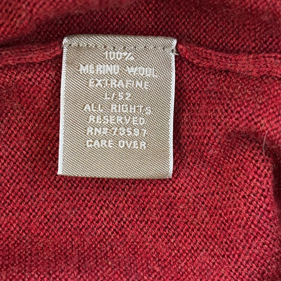 Raffi 100% Merino Wool Classic Quarter Zip Collared Sweater Red Size L - Picture 8 of 10